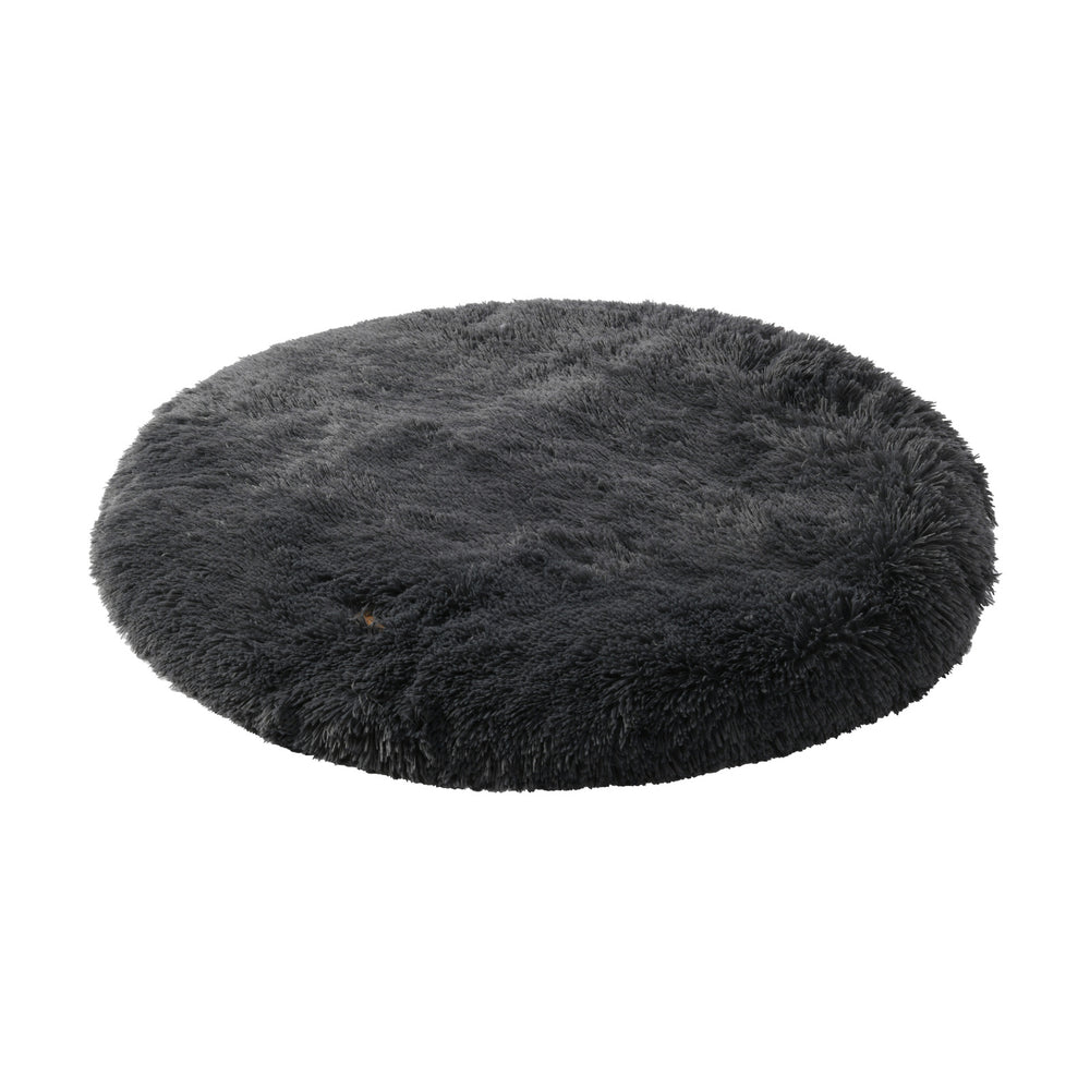 Charlie&#39;s Shaggy Faux Fur Round Calming Dog Mat Charcoal Large