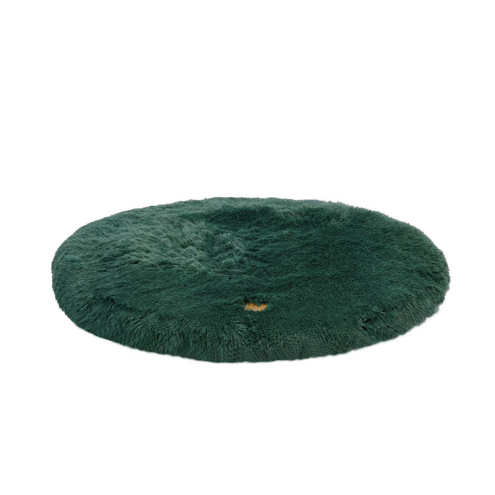 Charlie&#39;s Shaggy Faux Fur Round Calming Dog Mat Eden Green Large