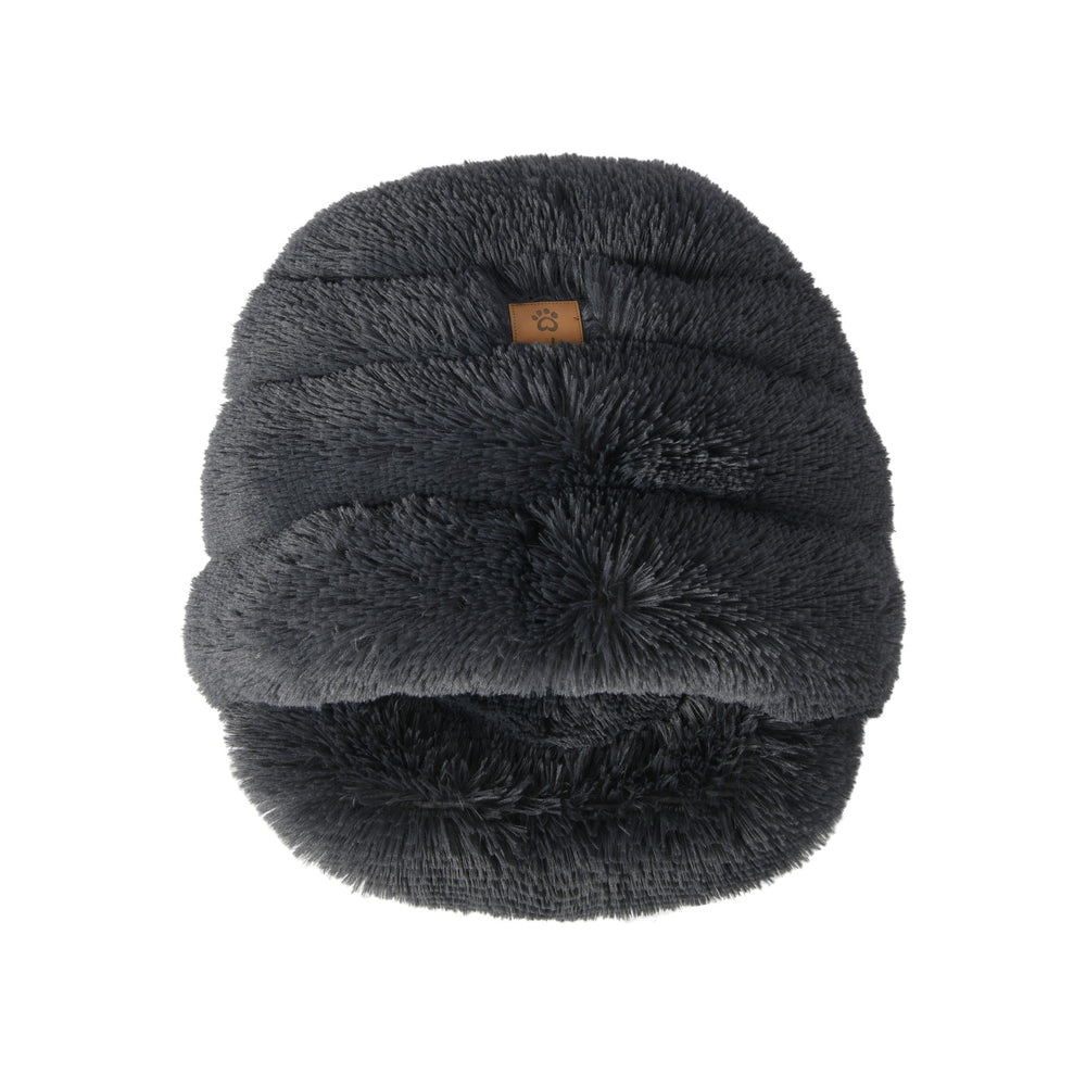 Charlie&#39;s Shaggy Fur Faux Igloo Cat Cave Bed Charcoal 60x50cm