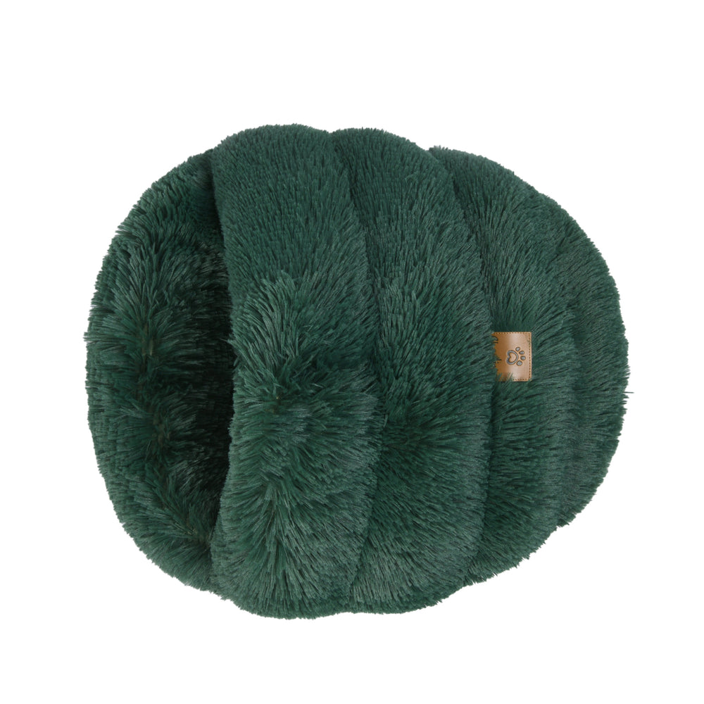 Charlie&#39;s Shaggy Fur Faux Igloo Cat Cave Bed Eden Green 60x50cm