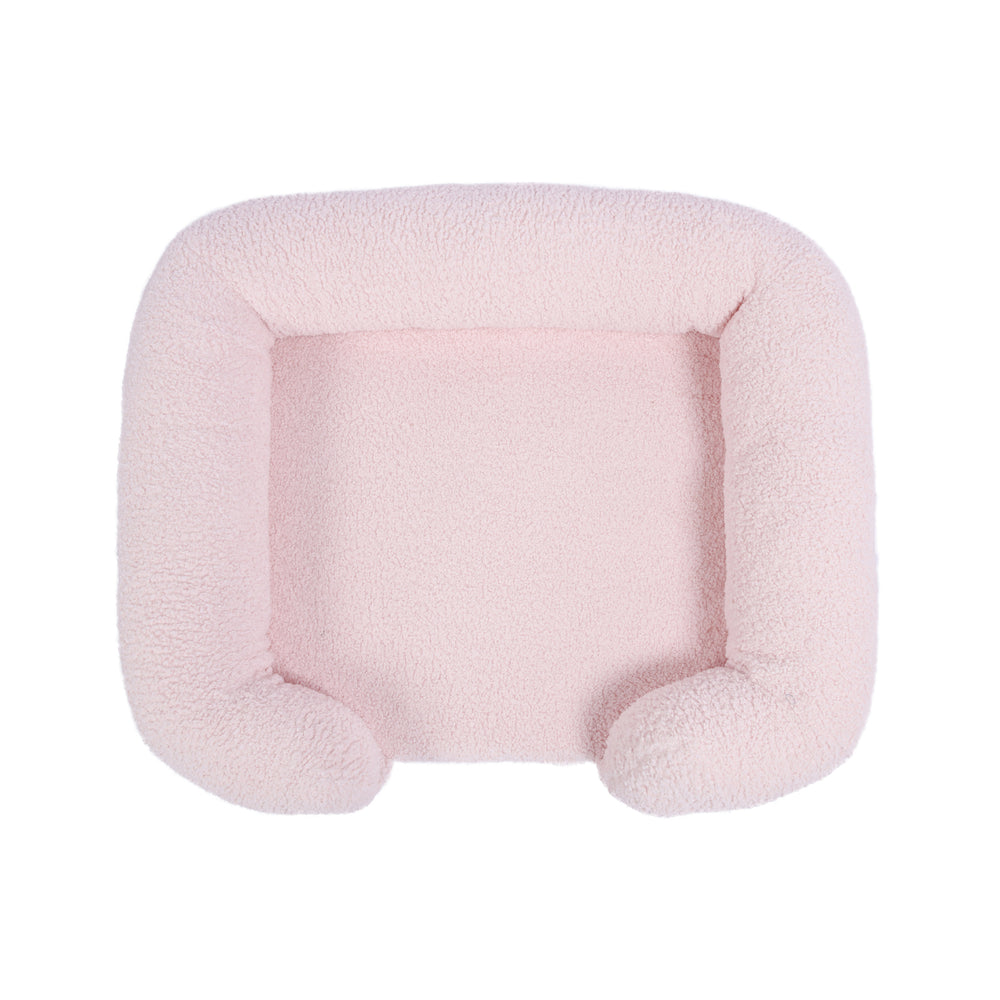 Charlie&#39;s Boucle Style Teddy Fleece Memory Foam Sofa Dog Bed with Bolster Pink Medium