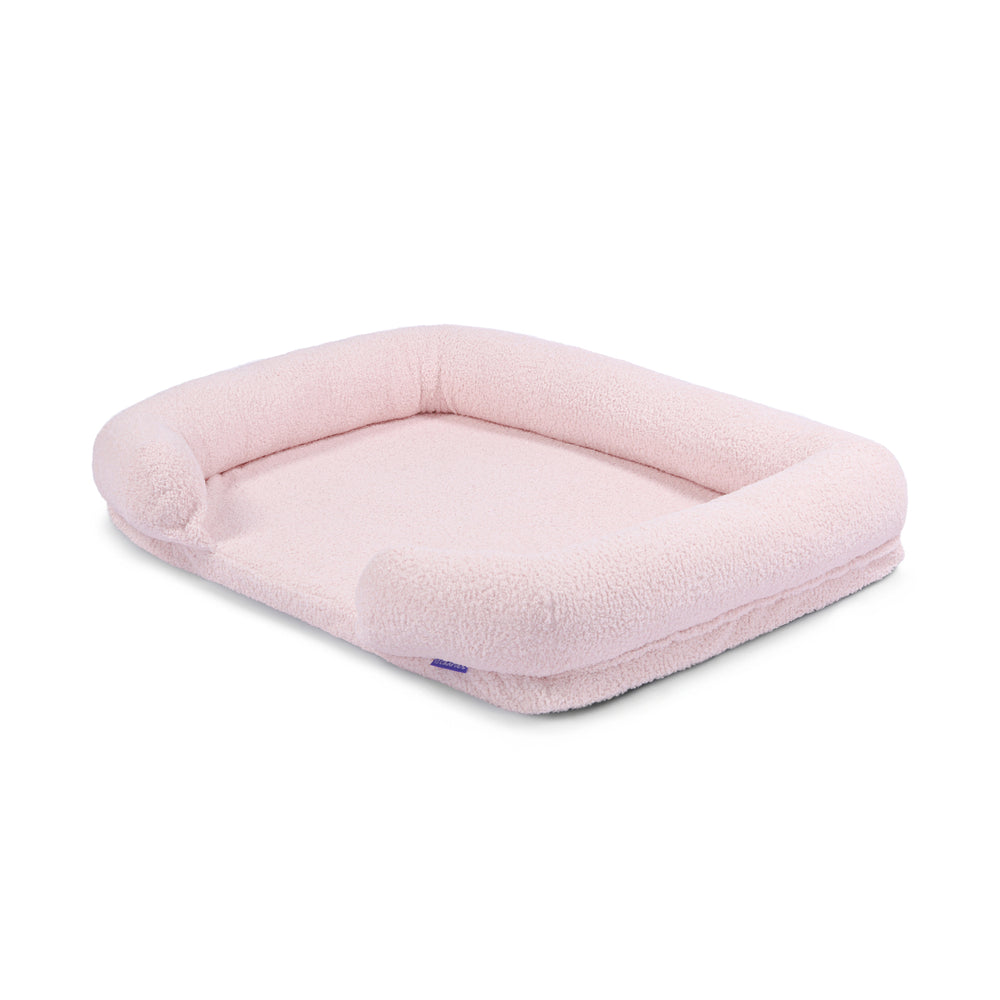 Charlie&#39;s Teddy Fleece Orthopedic Memory Foam Sofa Dog Bed with Bolster Pink Large