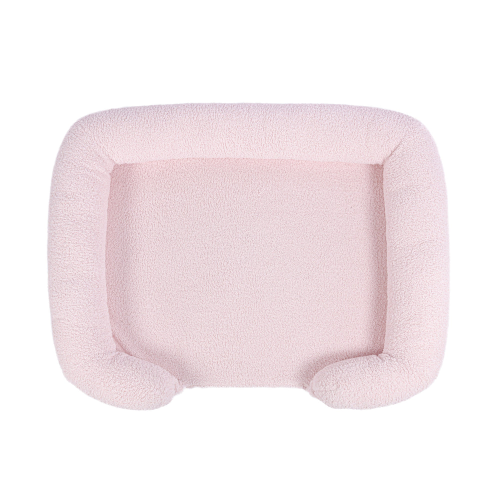 Charlie&#39;s Teddy Fleece Orthopedic Memory Foam Sofa Dog Bed with Bolster Pink Large