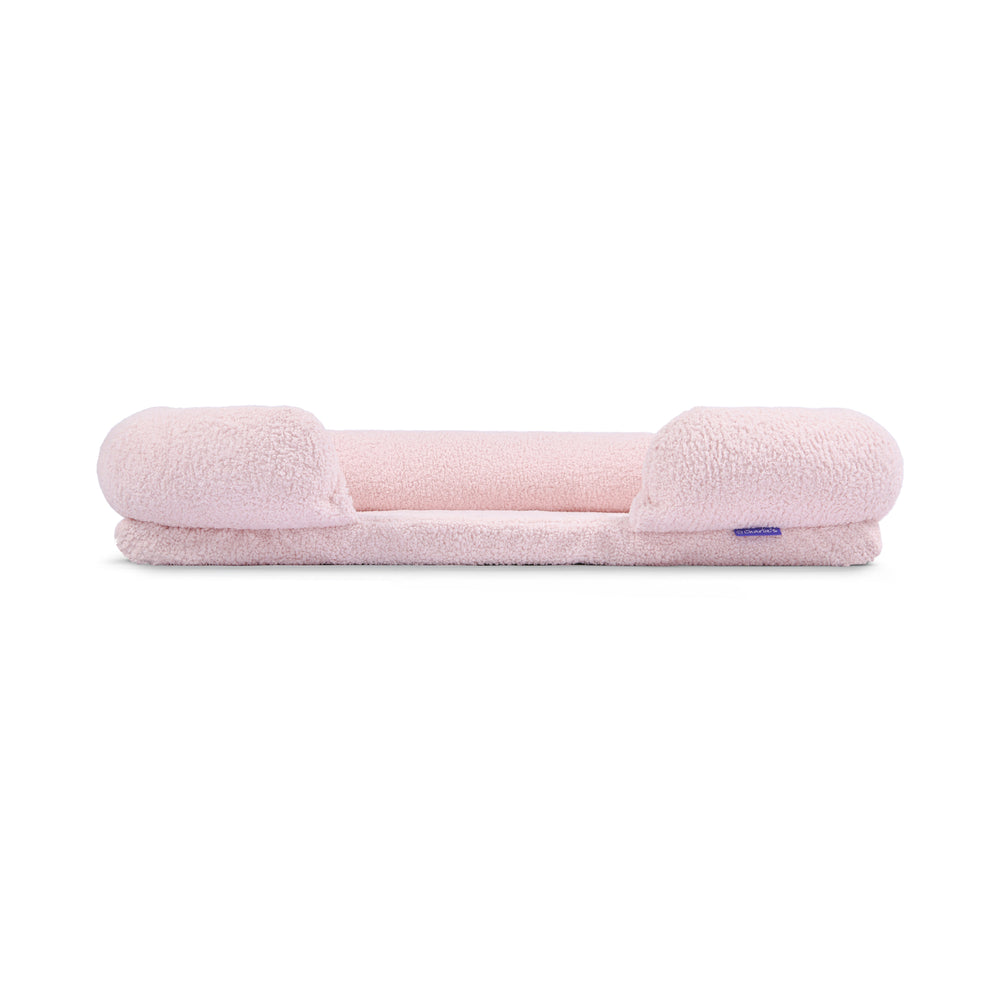 Charlie&#39;s Teddy Fleece Orthopedic Memory Foam Sofa Dog Bed with Bolster Pink Large