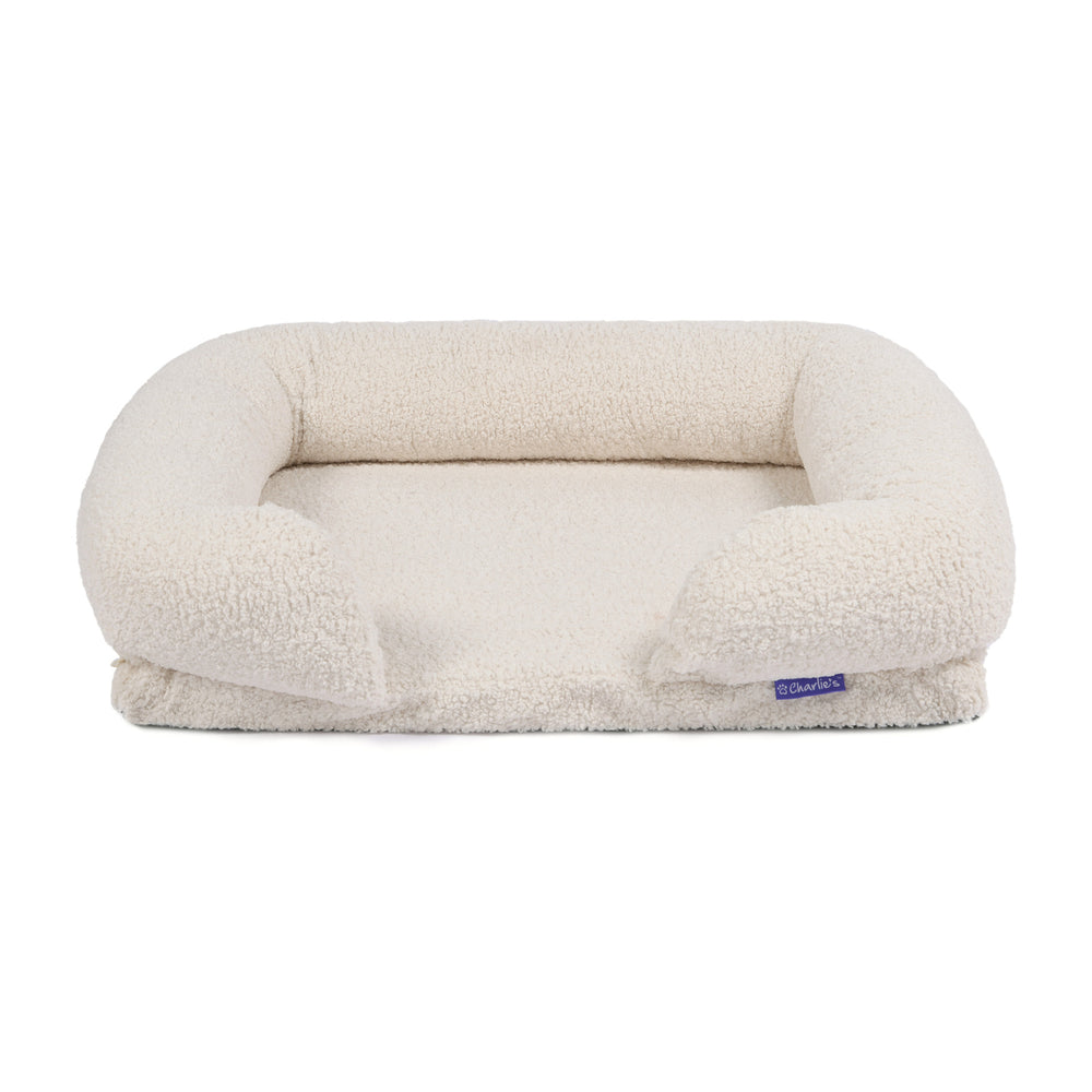 5001178 Charlie&#39;s Teddy Fleece Bolster Sofa Bed Cream M