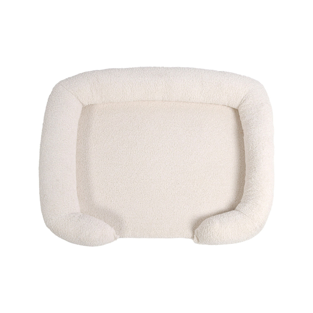 Charlie&#39;s Teddy Fleece Orthopedic Memory Foam Sofa Dog Bed with Bolster Cream Large