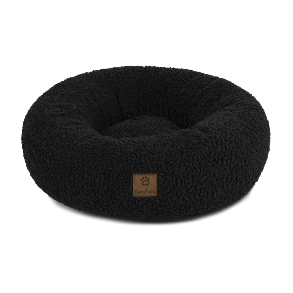 5001183 Charlie&#39;s Teddy Fleece Round Bed Charcoal S