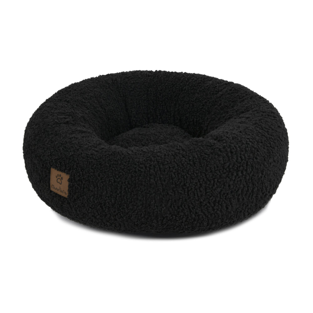 5001183 Charlie&#39;s Teddy Fleece Round Bed Charcoal S