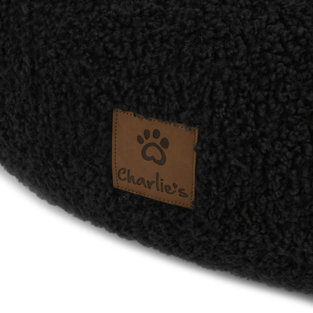 5001183 Charlie&#39;s Teddy Fleece Round Bed Charcoal S