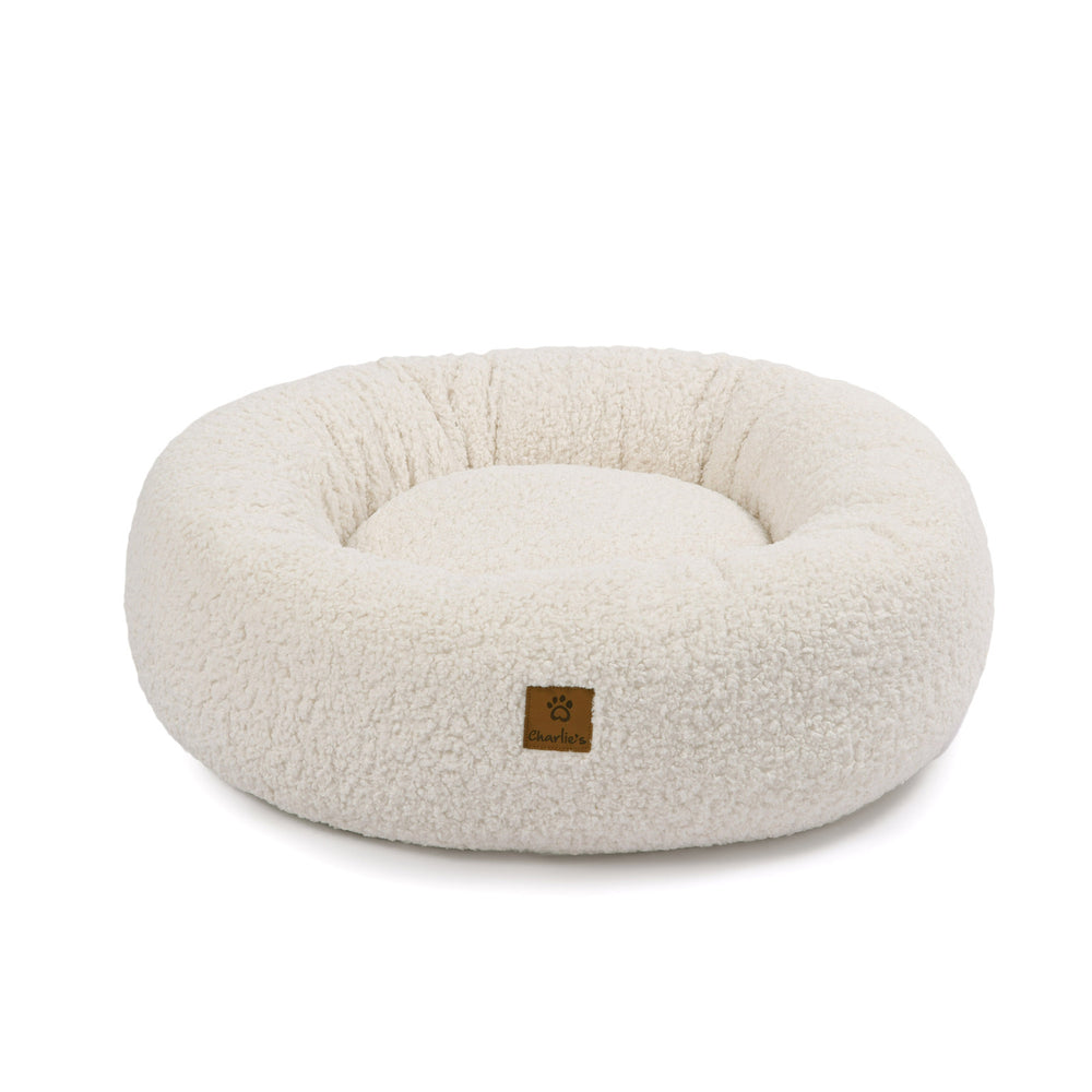 5001187 Charlie&#39;s Teddy Fleece Round Bed Cream M