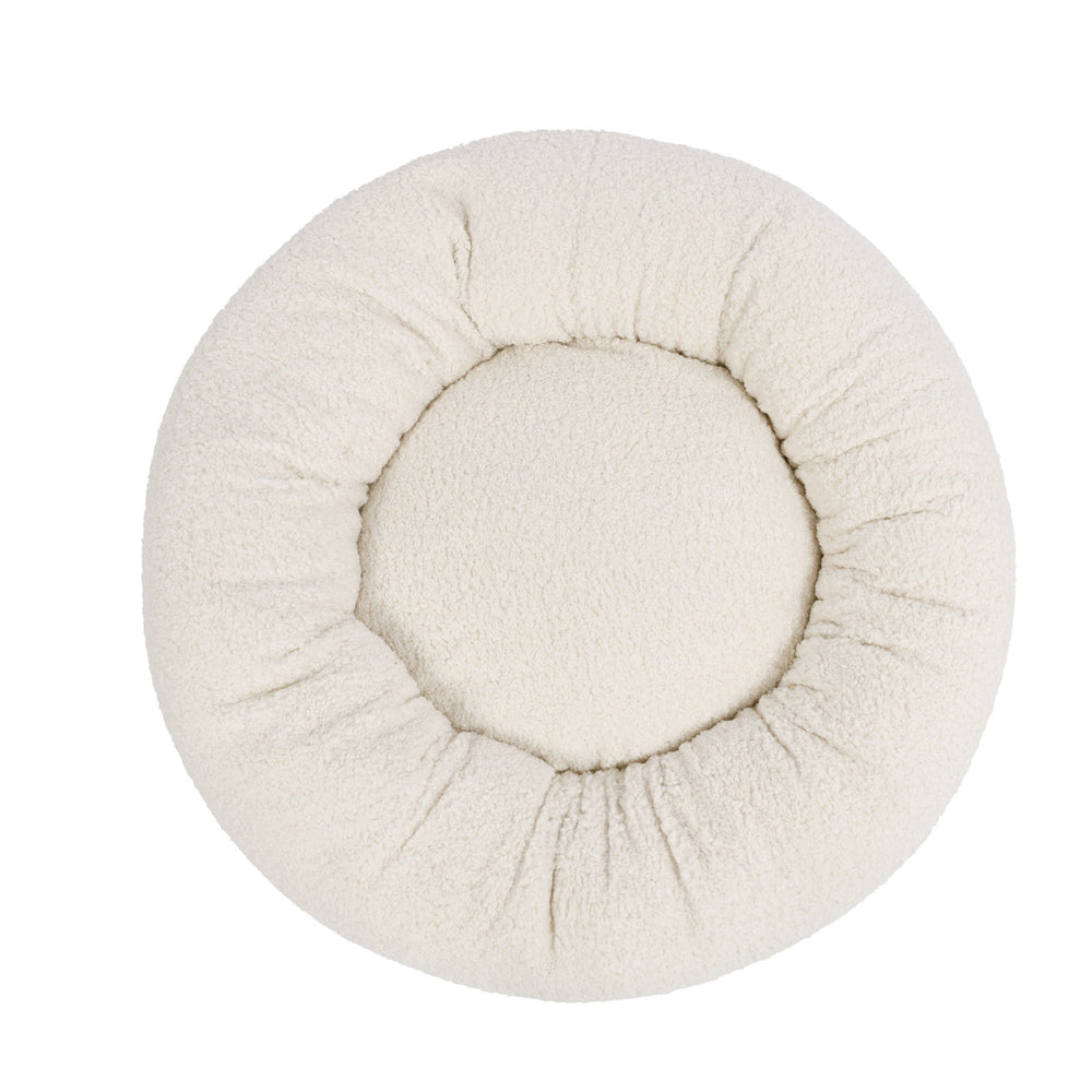 Charlie&#39;s Teddy Fleece Round Calming Dog Bed Cream Large