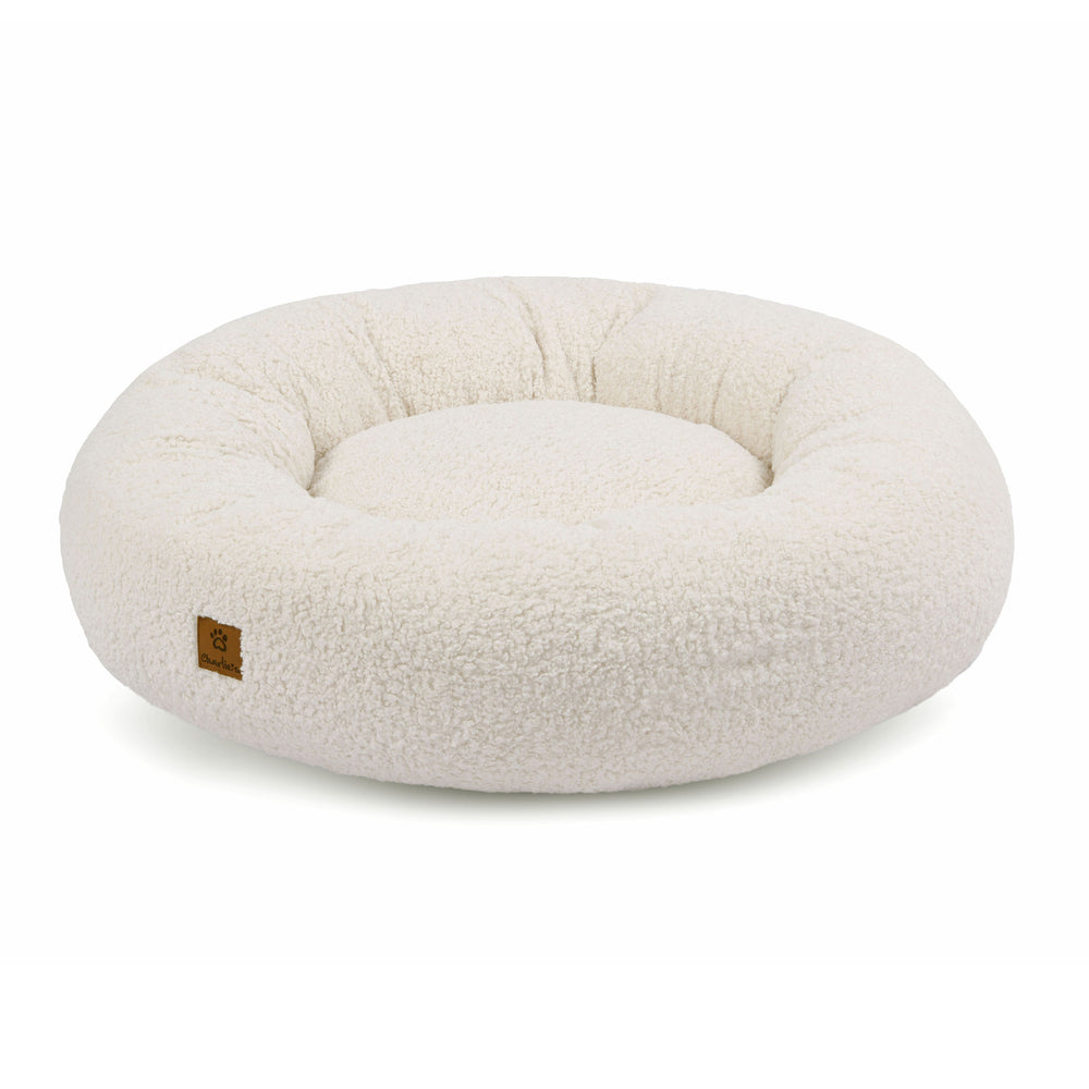 Charlie&#39;s Teddy Fleece Round Calming Dog Bed Cream Large