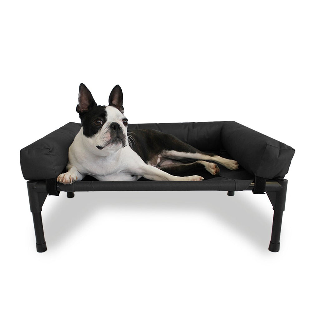 Charlie&#39;s Elevated Trampoline Bolster Sofa Dog Bed Black Medium