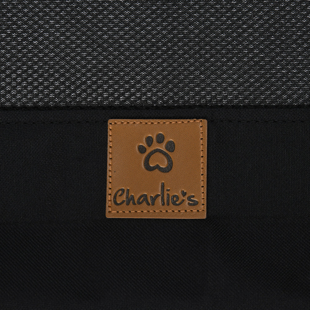 Charlie&#39;s Elevated Trampoline Bolster Sofa Dog Bed Black Medium