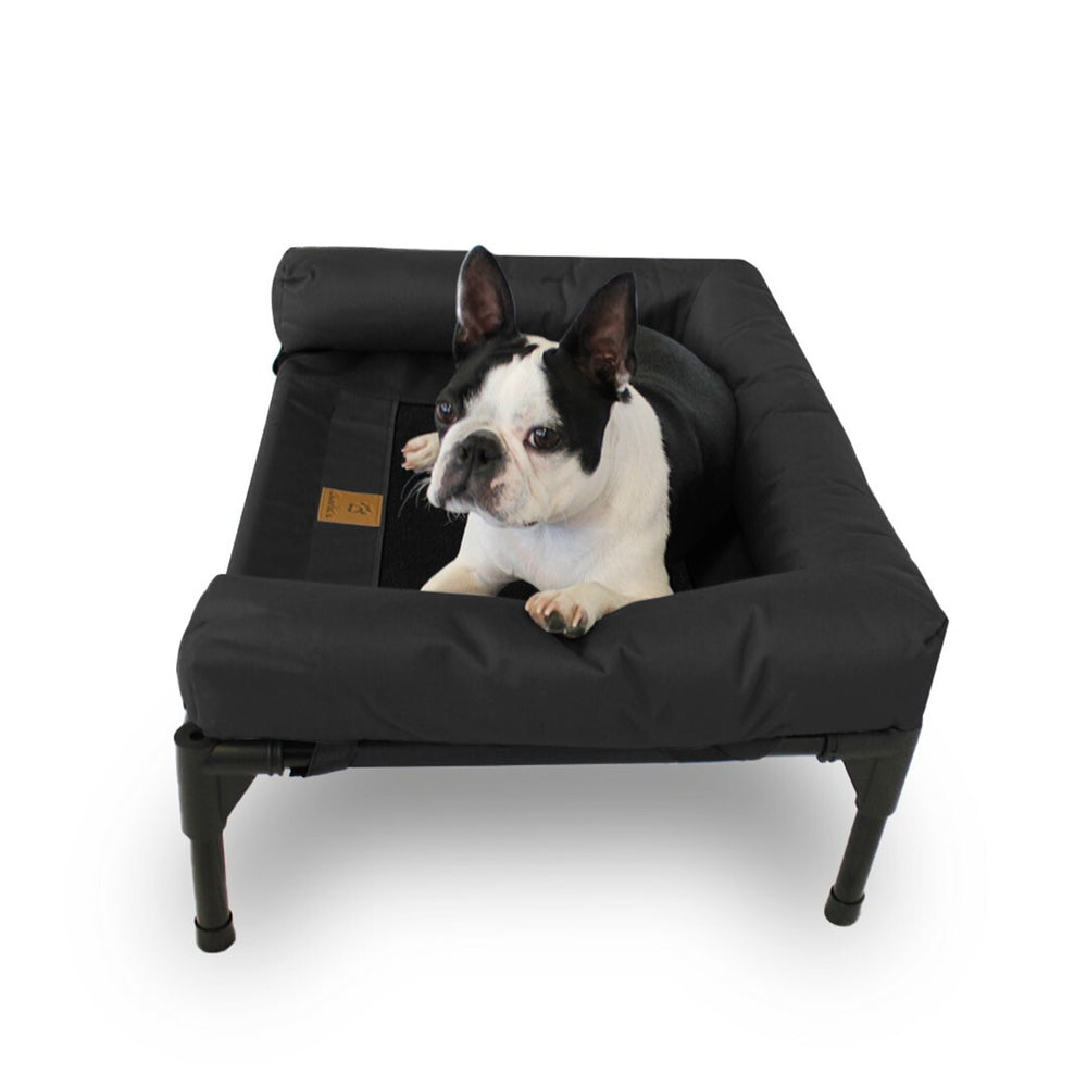 Charlie&#39;s Elevated Trampoline Bolster Sofa Dog Bed Black Medium