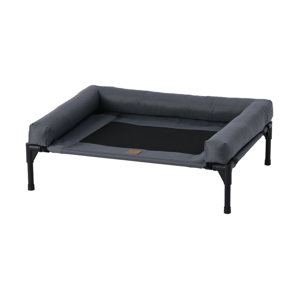 Charlie&#39;s Elevated Trampoline Bolster Sofa Dog Bed Grey Medium