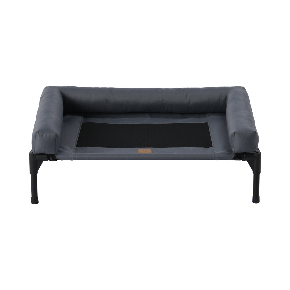 Charlie&#39;s Elevated Trampoline Bolster Sofa Dog Bed Grey Medium