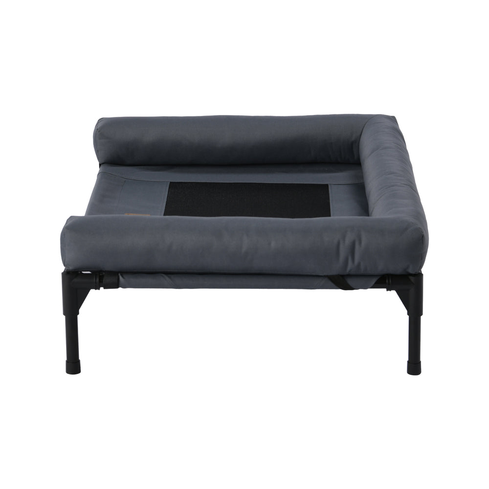 Charlie&#39;s Elevated Trampoline Bolster Sofa Dog Bed Grey Medium