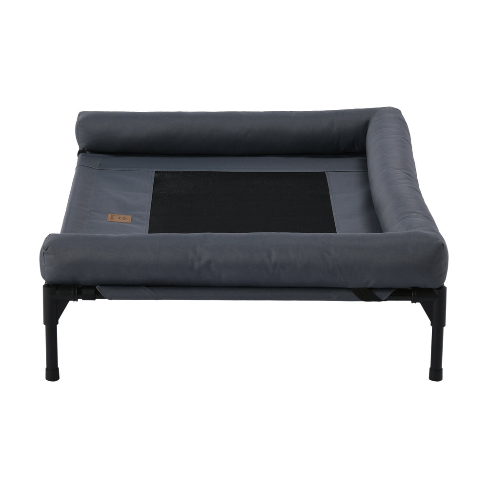 Charlie&#39;s Elevated Trampoline Bolster Sofa Dog Bed Grey Large