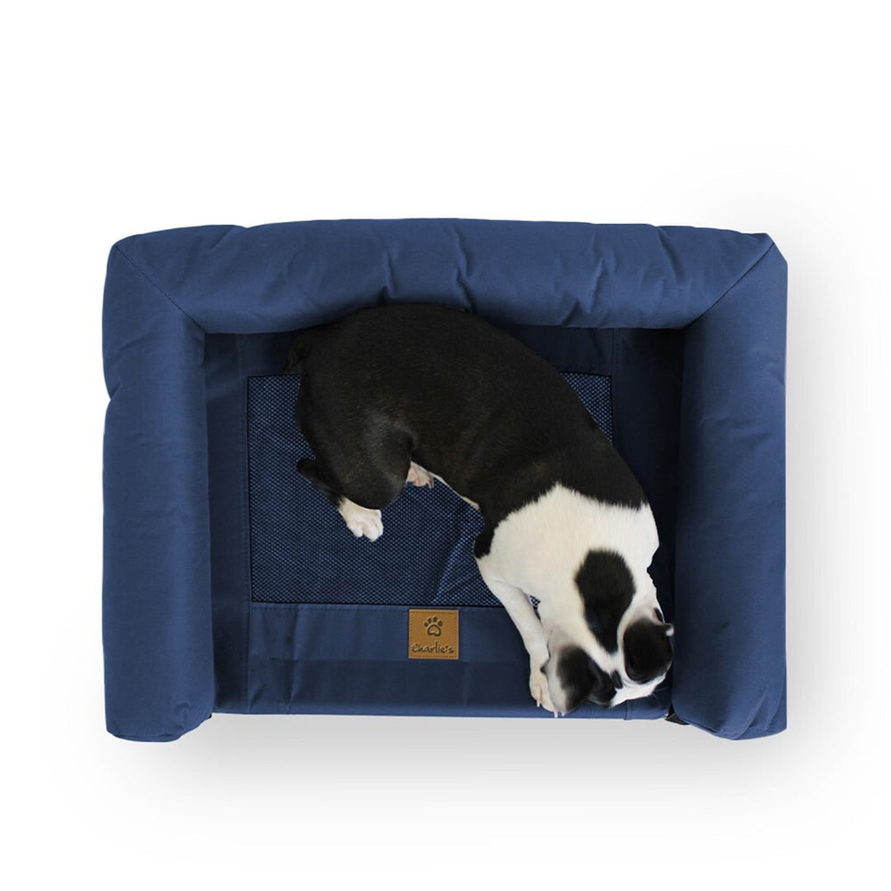 Charlie s Pet Trampoline Bolster Sofa Bed Blue Medium 81.3 x 63.5 x 26.7cm