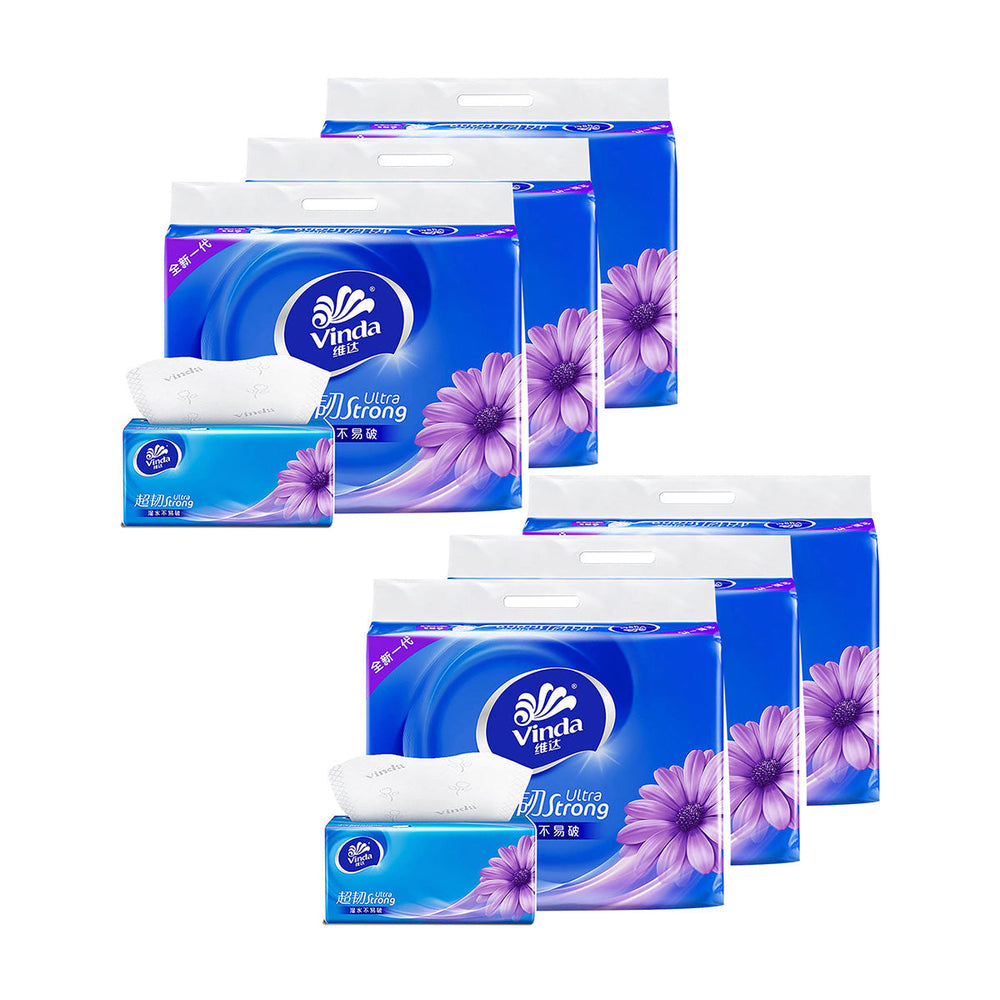 Vinda Ultra Strong 3-Ply Facial Paper Tissue Tissue 130 Sheets x 6 Bags 800g X6Pack