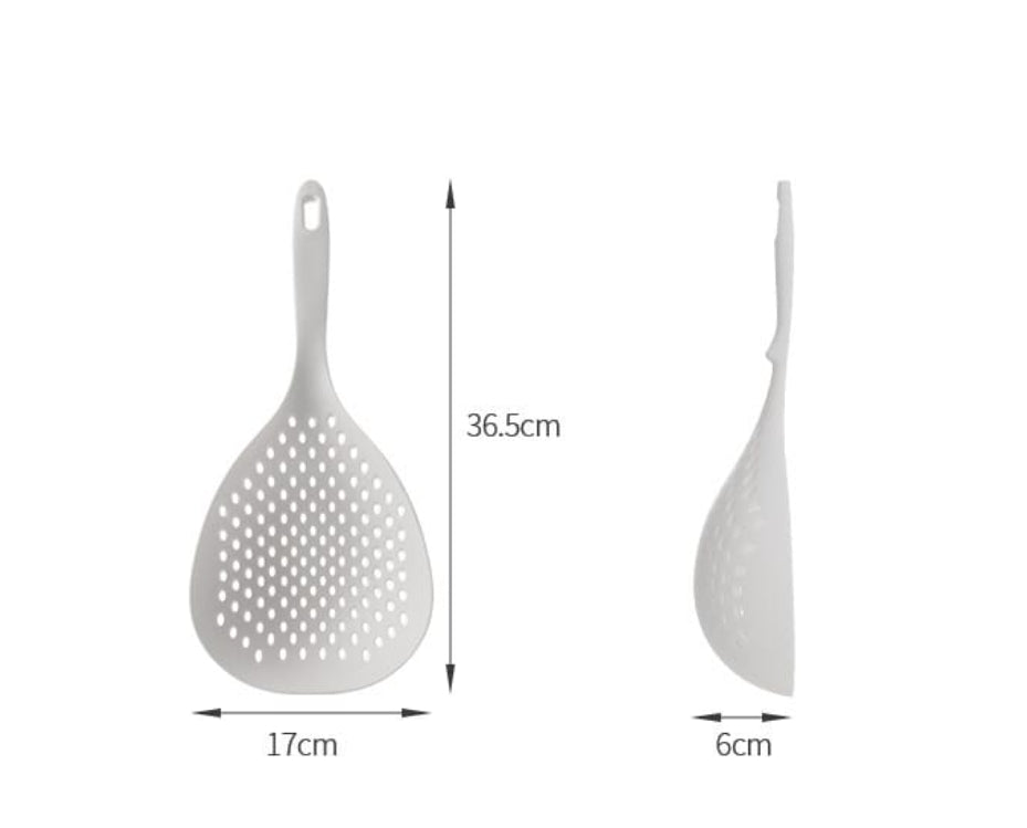 Fasola Japanese PA Slotted Spoon Kitchen Skimmer with High Heat Resistant Large Size 36.5*16.8cmX2Pack