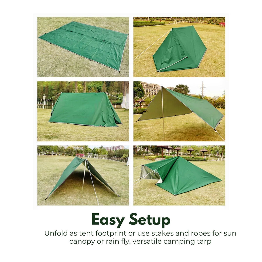 Kiliroo 3x4m Heavy Duty Waterproof Camping Canvas Tarp Tent Cover Forest Green