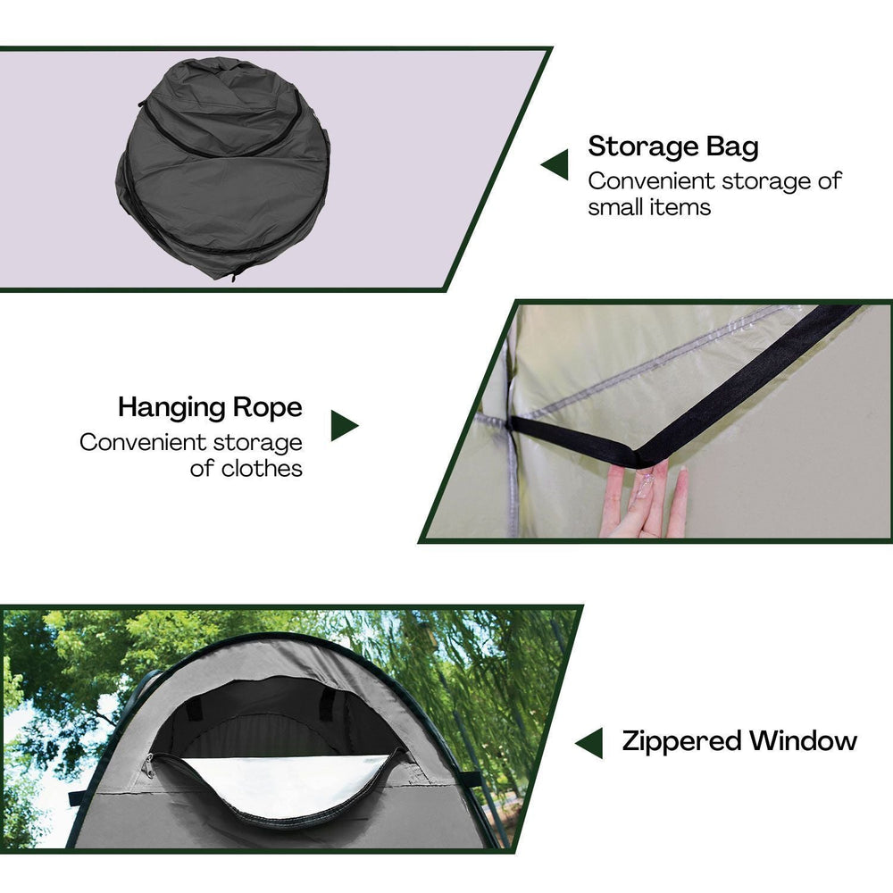Kiliroo Portable Camping Outdoor Pop Up Privacy Shower Tent with 2 Window Black
