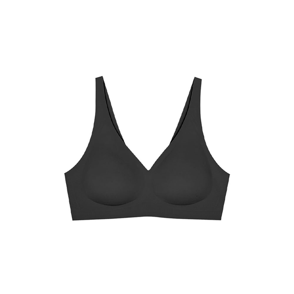 Ubras Deep V Bras for Women No Underwire Comfort Wireless Bralettes Adjustable Seamless Plunge Bra with Bra Extender Black Size M X1pack