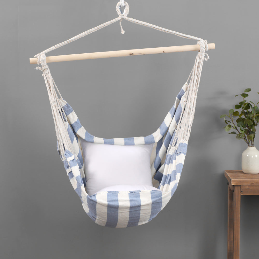 Sherwood Home Indoor and Outdoor Hammock Chair Swing - Light Blue - Medium 100x150cm