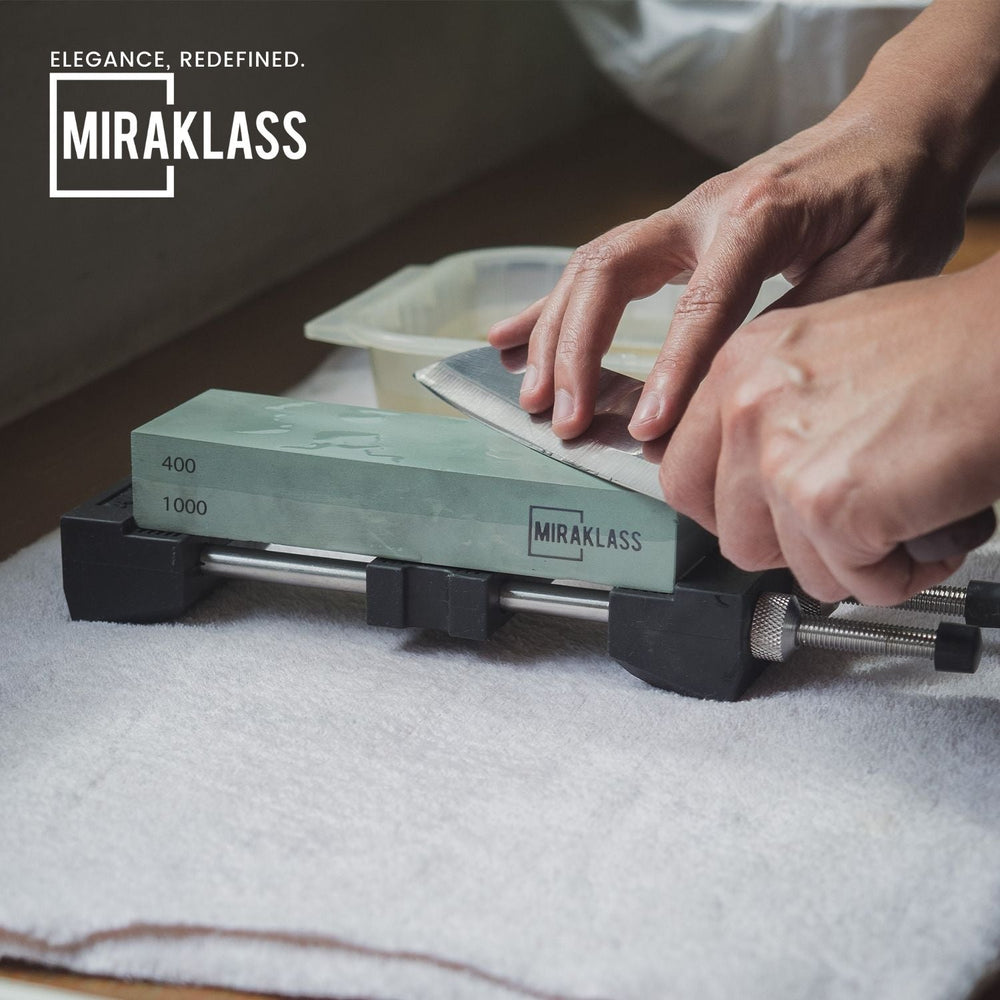 MIRAKLASS Dual Sharpening Whetstone Waterstone Grind Knife 400/1000+3000/8000 Sharpener Grit Set