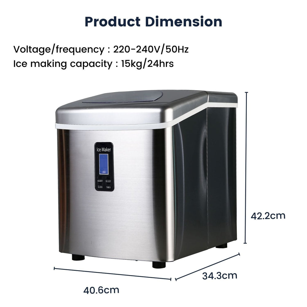 Miraklass Ice Maker Machine High Efficiency and Energy Saving With LCD Digital Stainless Steel 3.2L