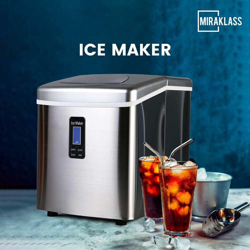 Miraklass Ice Maker Machine High Efficiency and Energy Saving With LCD Digital Stainless Steel 3.2L