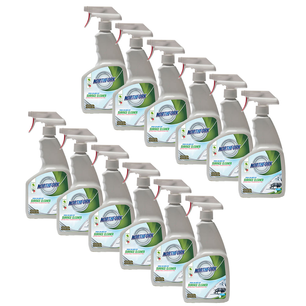 12PK Northfork 750ml Spray On Wipe Off Surface Cleaner