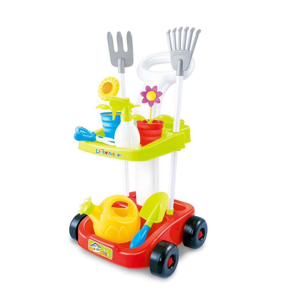 GEM TOYS Children&#39;s Gardening Trolley Set with Fake Garden Tools for Toddlers