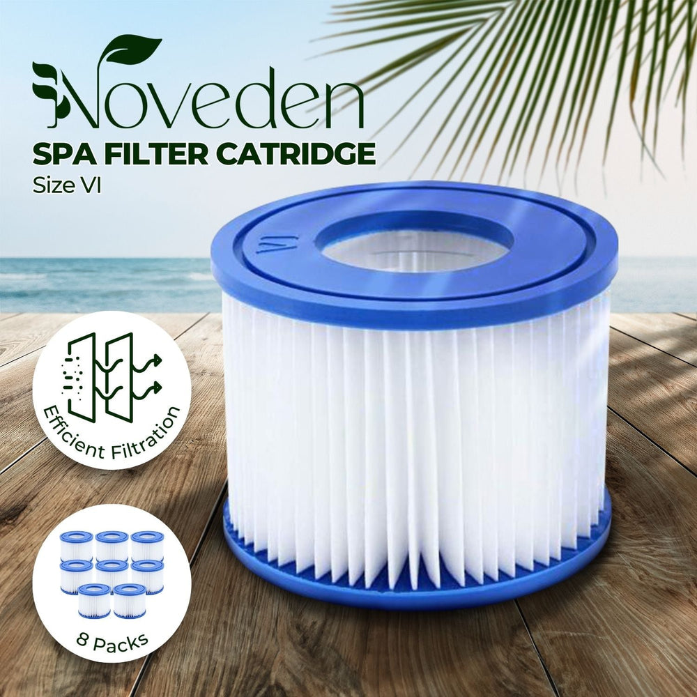 8x NOVEDEN Size     Hot Tub Spa Filter Replacement Cartridge - Blue and White