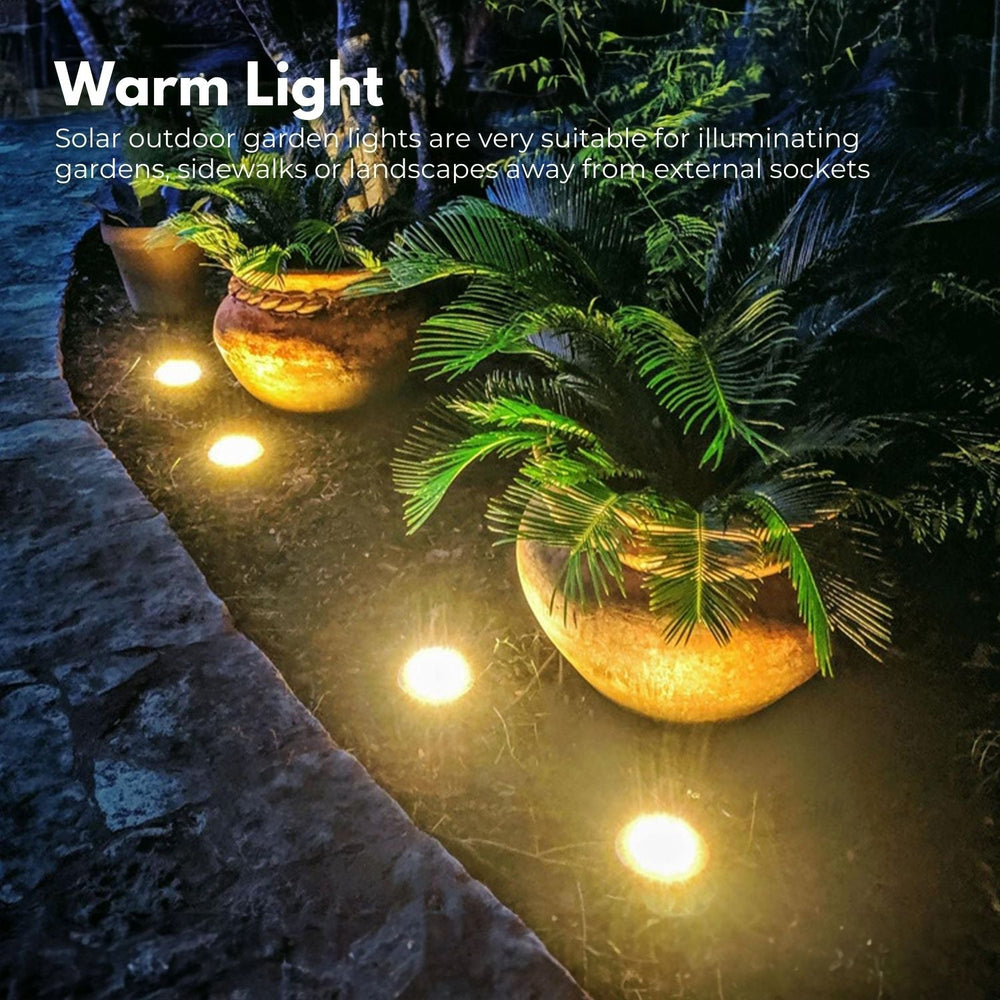 12pcs NOVEDEN Waterproof Durable 10-12 Hour Illumination Gardens Terraces Decks Yards Lawns Paths Solar Ground LED Light - Warm