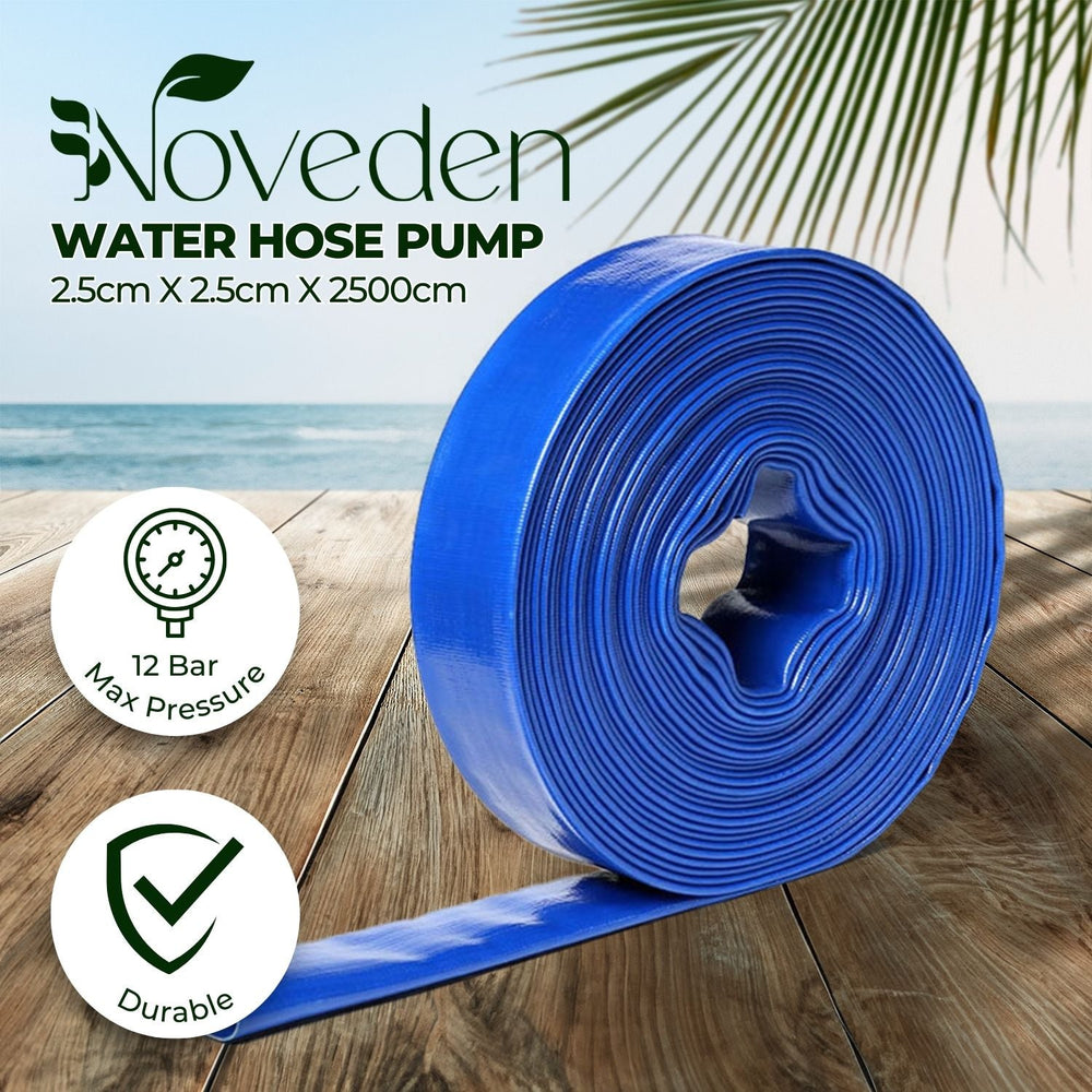 NOVEDEN 25mm PVC Layflat Discharge Hose Water Pump Kit Transfer Lay Flat Outlet