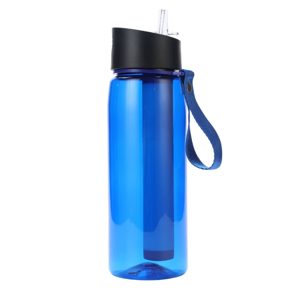 Kiliroo Water Filter Straw Bottle Camping with Membrane Microfilter 550ml Blue