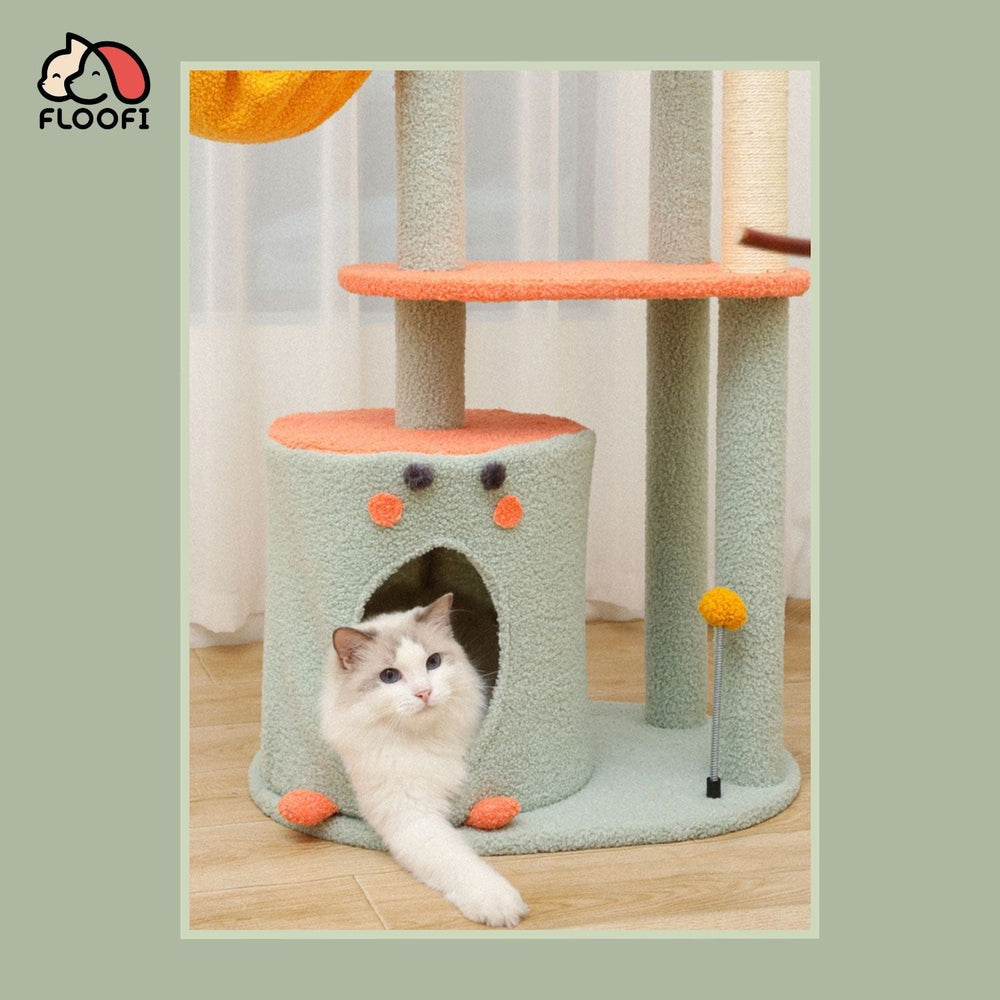 Floofi Cat Tree 143cm Scratching Post Scratcher Tower Wood Condo House Trees Bed