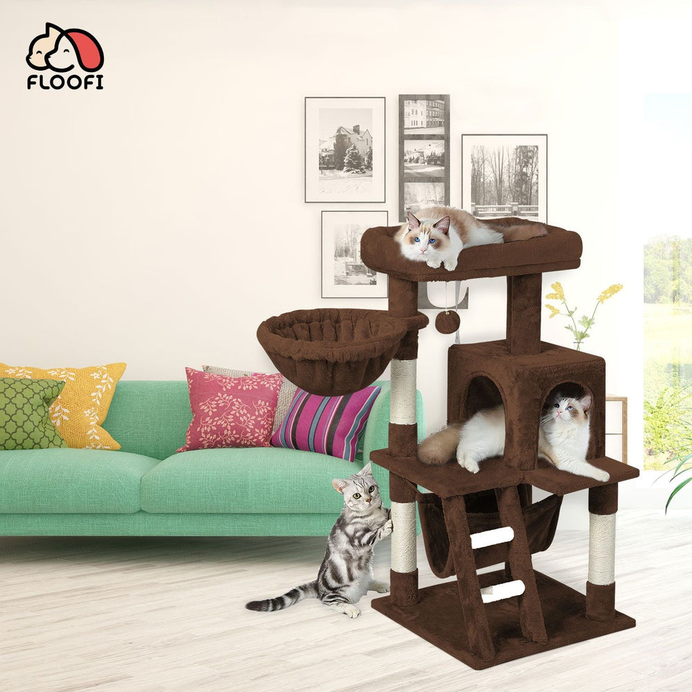 Floofi Cat Tree 104cm Scratching Post Scratcher Tower Wood Condo House Trees Bed