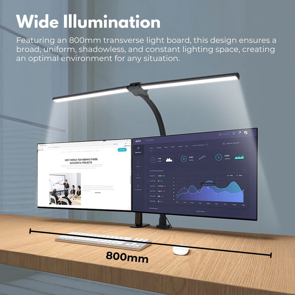 GOMINIMO 24W Double Head LED Adjustable Height Desk Lamp 5 Color Modes Black