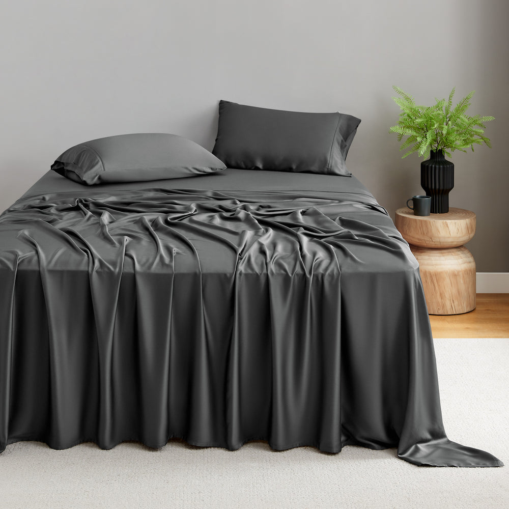 Natural Home Bamboo Sheet Set Charcoal King Bed