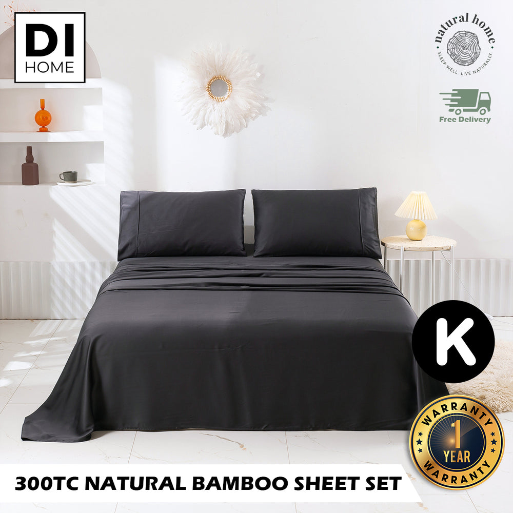 Natural Home Bamboo Sheet Set Charcoal King Bed