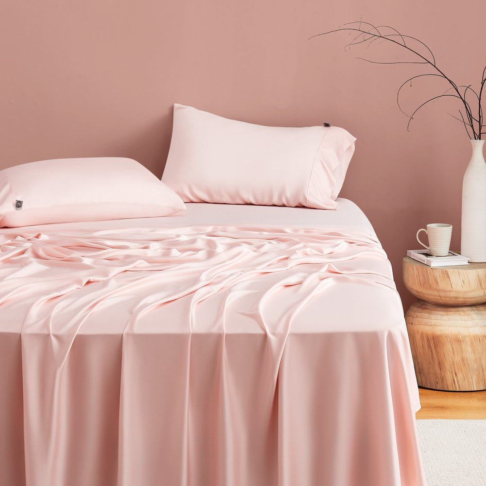 Natural Home Bamboo Sheet Set Blush Pink Single Bed