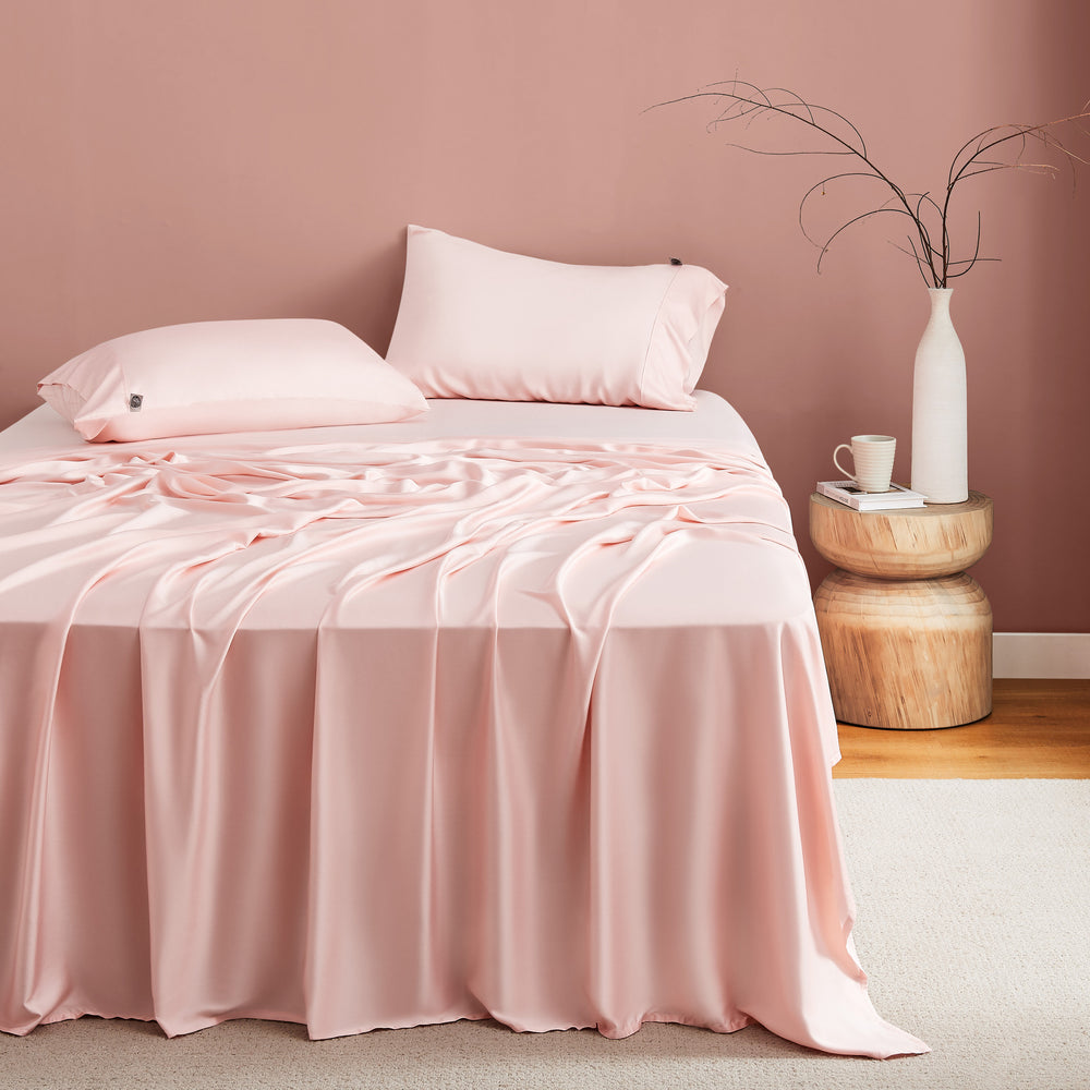 Natural Home Bamboo Sheet Set Blush Pink Single Bed