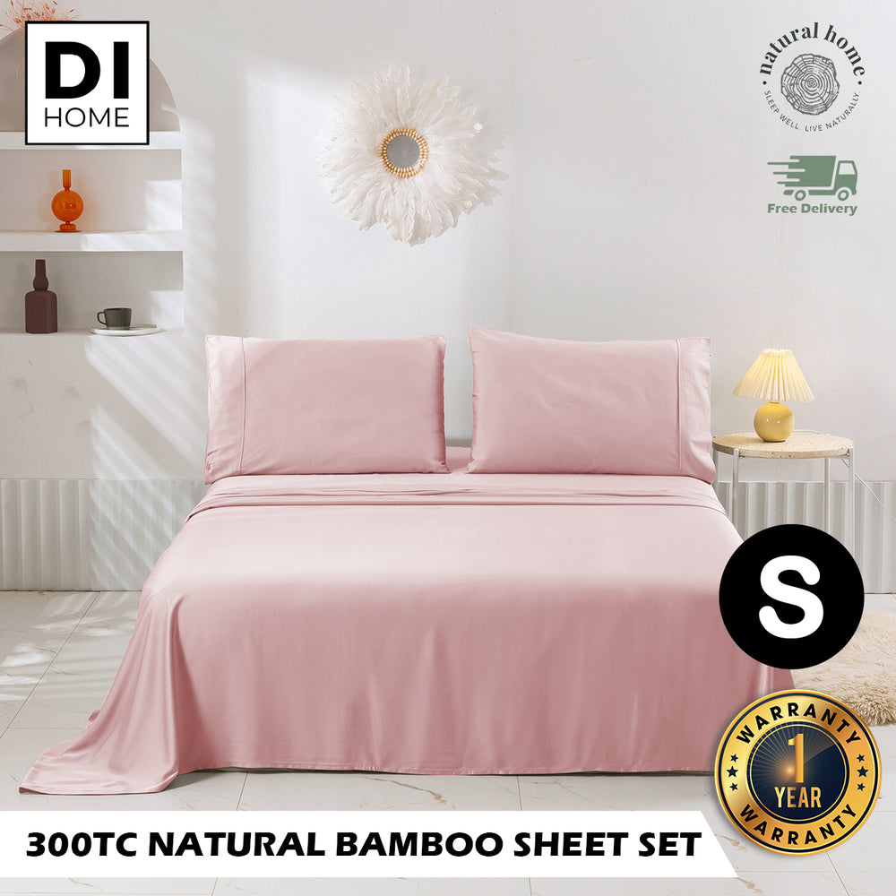 Natural Home Bamboo Sheet Set Blush Pink Single Bed