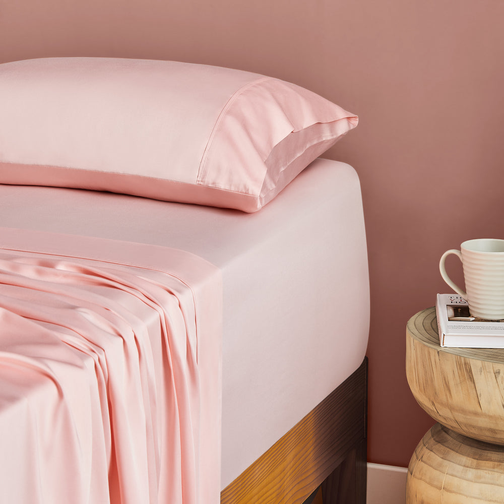 Natural Home Bamboo Sheet Set Blush Pink Single Bed