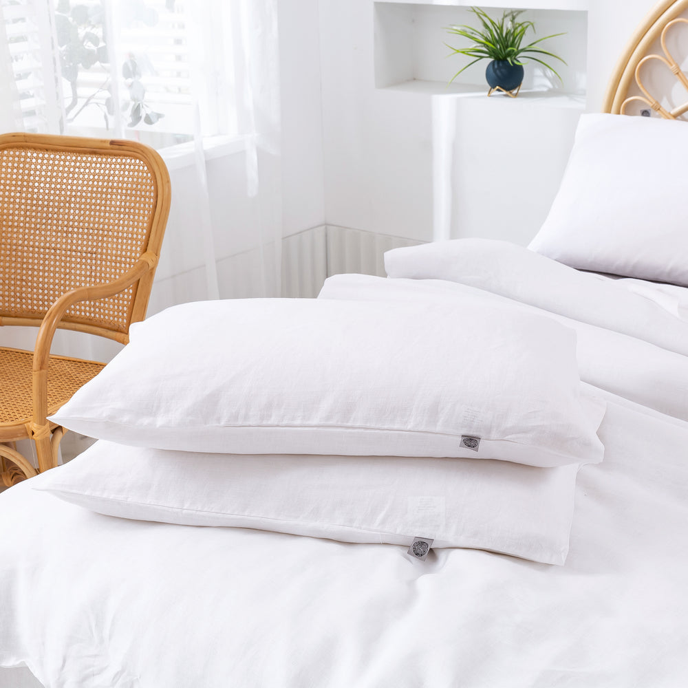 Natural Home Vintage Washed Hemp Linen Quilt Cover Set White Super King Bed