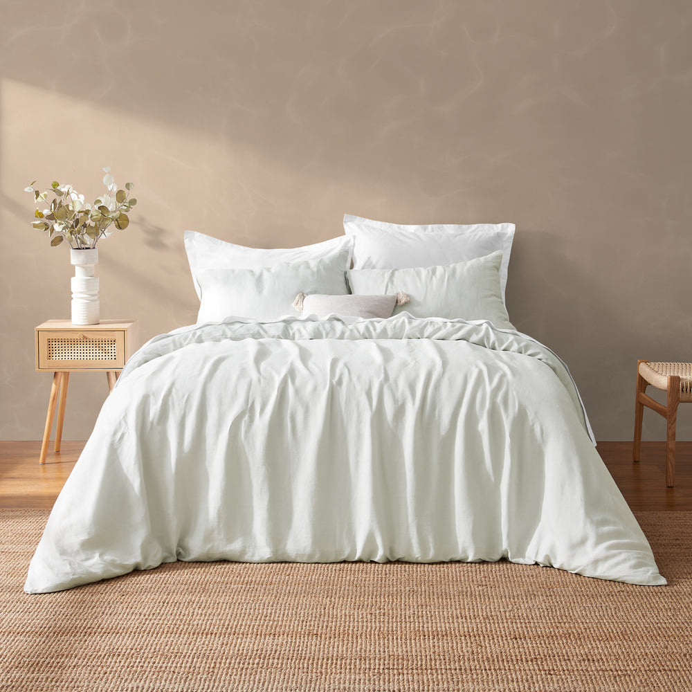 Natural Home Vintage Washed Hemp Linen Quilt Cover Set Dove Grey Super King Bed